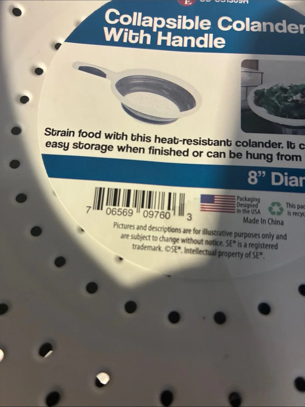 Collapsible Colander with Handle - White